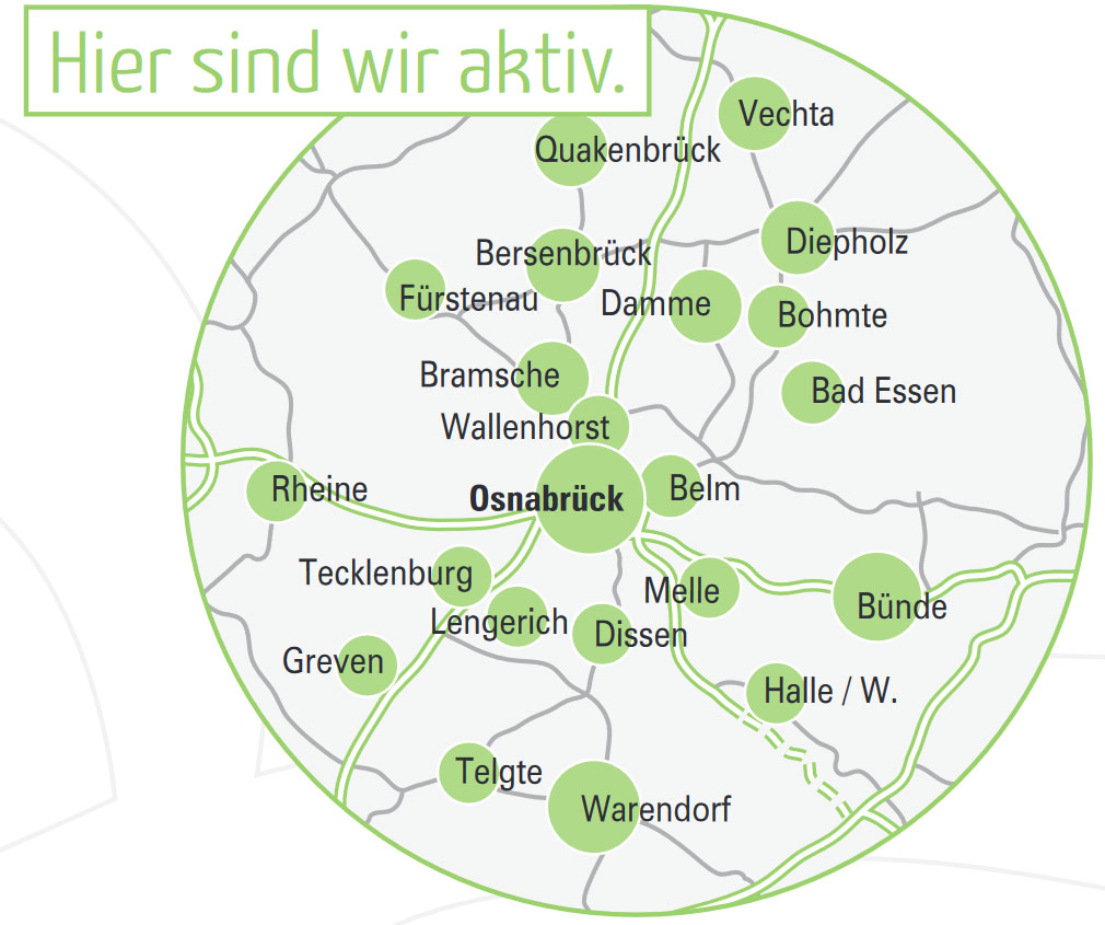 Karte der Region Osnabrück