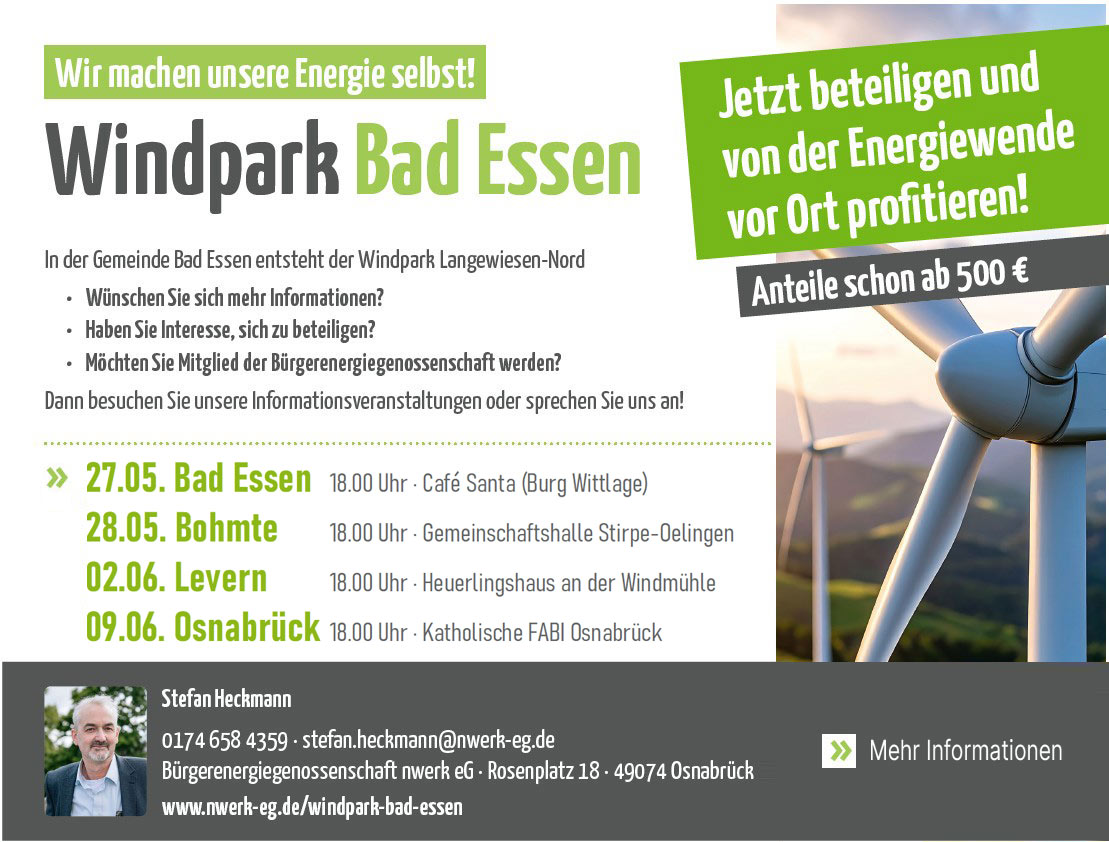 Bürgerbeteiligung am Windpark Bad Essen