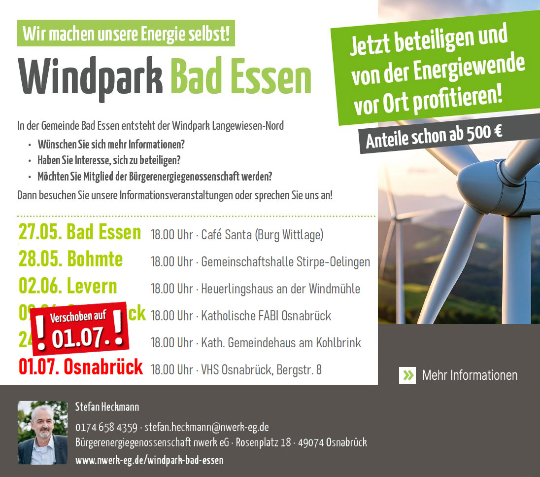 Bürgerbeteiligung am Windpark Bad Essen